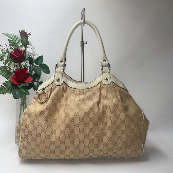 BEAUTIFUL! Authentic Gucci Sukey GG Logo Leather Trim Tote B… - Picture 1 of 13